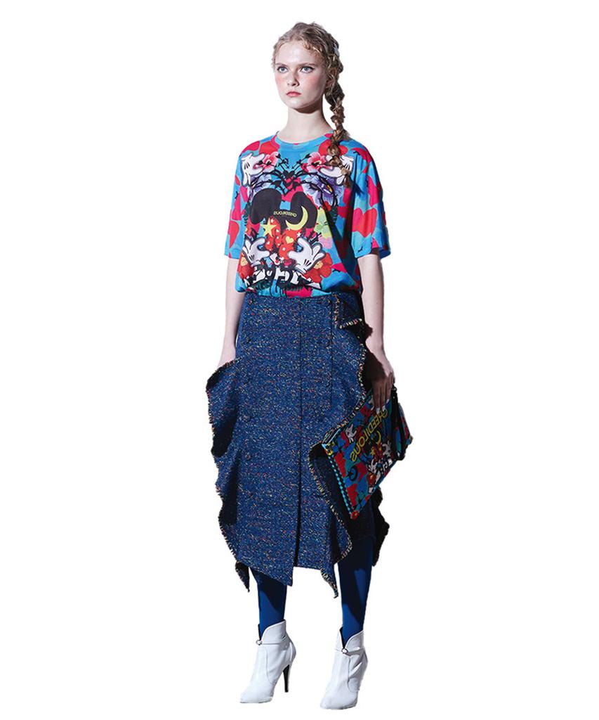 GREEDILOUS Blue Camouflage One-Point T-Shirt
