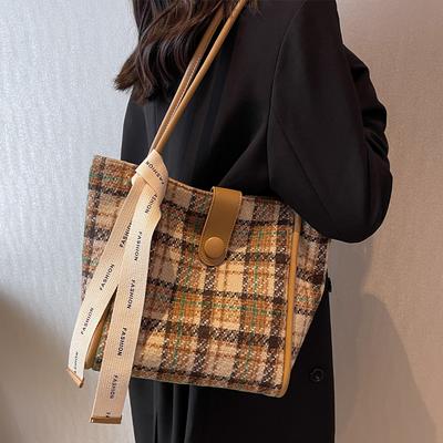 Bolsa de Mão da Moda Para Mulheres Primavera/Verão Nova Poliéster Bolsa de Ombro para o Trabalho Fita Vintage Grande Capacidade Bolsa de Compras
