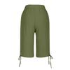 Women's Fashionable Color Elastic Waist Pocket Casual Loose Cotton And Linen Five Quarter Shorts