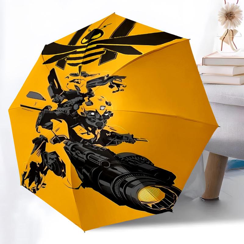 1pc Bumblebee Transformer Automatic Folding Umbrella - Compact 8-Rib Design, Durable Plastic & Iron, Daily Use Z1230050