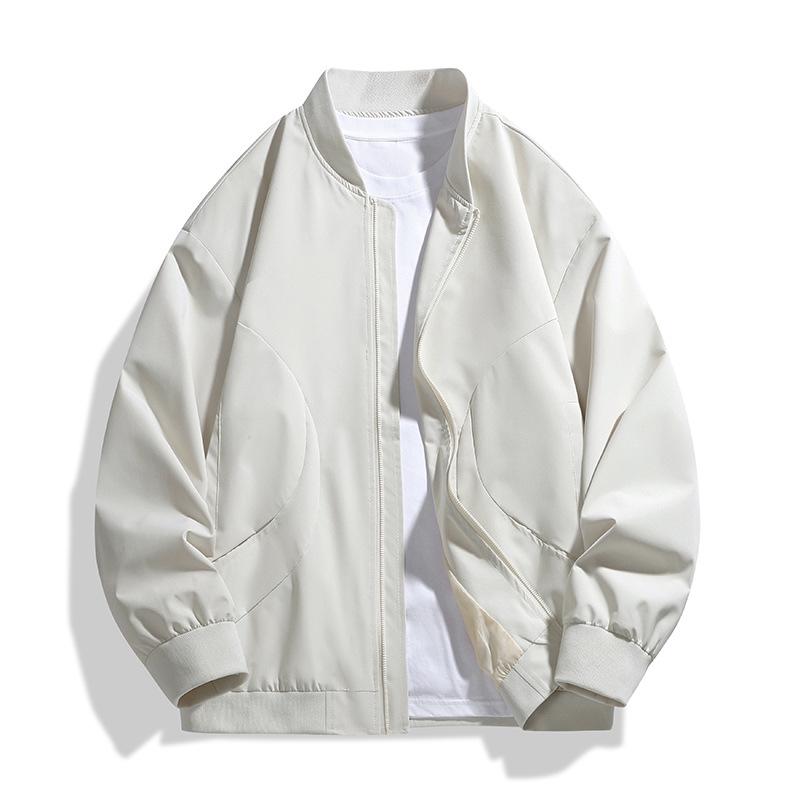 Męska Kurtka Baseballowa Jednokolorowa Trendy Duży Rozmiar – Stylowy Luźny Bomber na Jesień