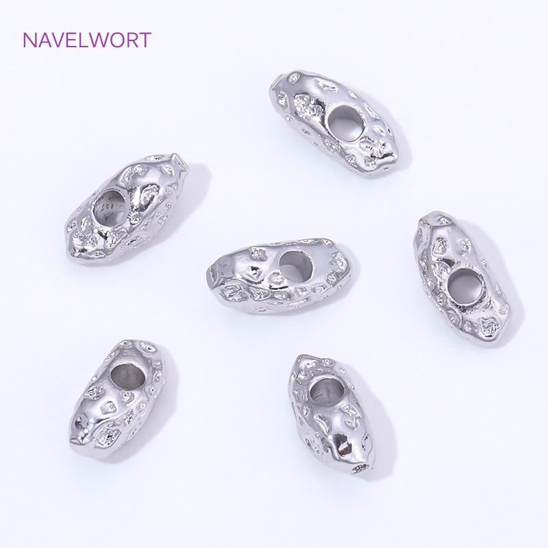 18K Gold Plated Irregular Spacer Beads For Bracelet Making Finding,Separator For Beads,Brass Loose Beads,Supplies For Jewelry