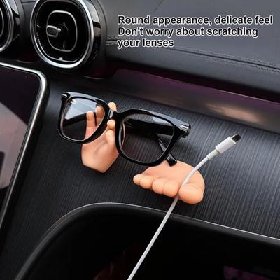 Car Glasses Clip Hand Shape Suction Cup Type Anti-slip Automobile Interior Glasses Holder Sunglasses Organizer Cables Organization