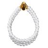 Elegant Triple Row 6mm Simulated Pearls Bracelet With Cubic Zirconia Accent Wristchain For Formal Event And Daily Wear