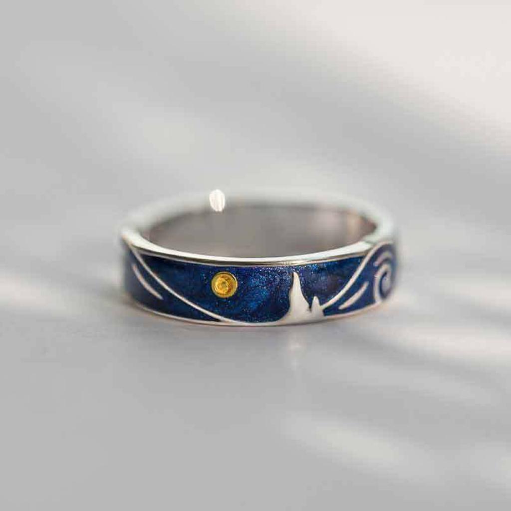 2 Stück Sternennächte Versprechensringe Zarter Sternennächte Ring Sternennächte Gold Mond Romantik Versprechensringe Set