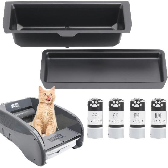 Permanent Waste Receptacle with 40 Litter Box Liners Compatible with Nature s Miracle Litter Box 2nd Version and Littermaid Litter Box, Litter Box