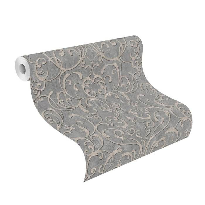 Rasch 651621 Papier peint intissé Baroque 0.53 x 10.05 m Gris