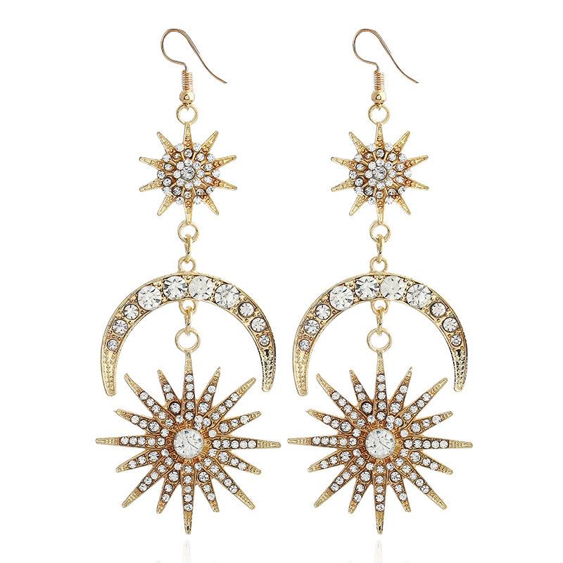 Wish Earrings Fashion Exaggeration Sun Moon Earrings Alloy Earrings Earrings
