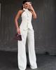 2025 Summer Women's Halter Top & High Waist Long Pants Set - European & American Style