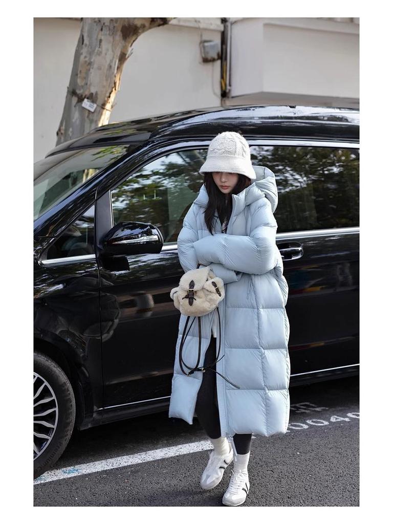 2025 Korean Style Women's Warm Hooded Mid-Length Down Coat