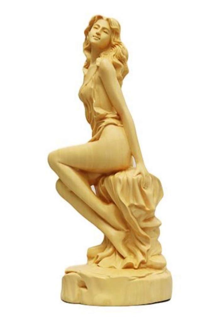 Wood female beautiful beautiful wooden figurine carving, goddess, nude, girl, woman, sculpture,