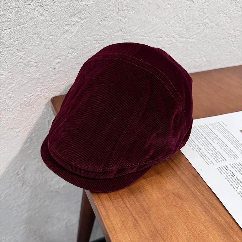 Classic Solid Corduroy Color Beret Cap With Warmth Sunshade For Winter Gift