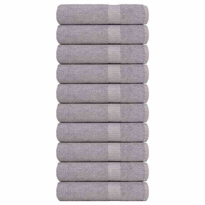 VidaXL Bath Towels 10 Pcs Grey 100x150 Cm 360 G/m² 100% Cotton, Towel, Set of Bath Towels, Towel 136838