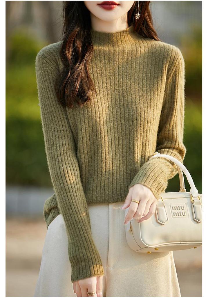 2024 Women's Striped Wool Pullover Sweater - Autumn/Winter Casual Knit Base Layer