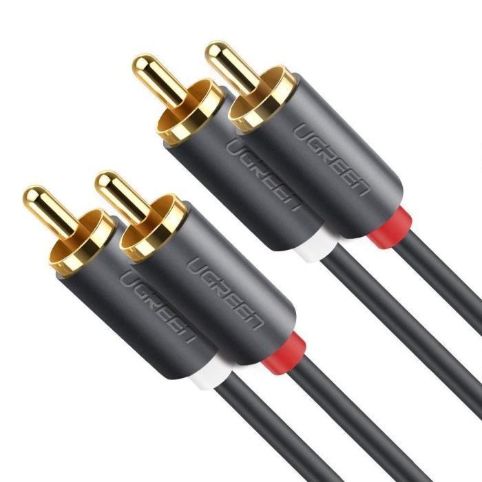 Câble RCA - UGREEN - 2M - 2 RCA Mâle - Connecteur audio/vidéo - Compatible avec plusieurs appareils