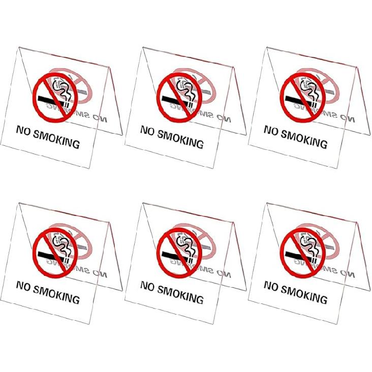 AHANDMAKER 6Pcs Double-Sided Acrylic No Smoking Table Tent Signs, Non Smoking Desk Logo Indicator, Clear чистый