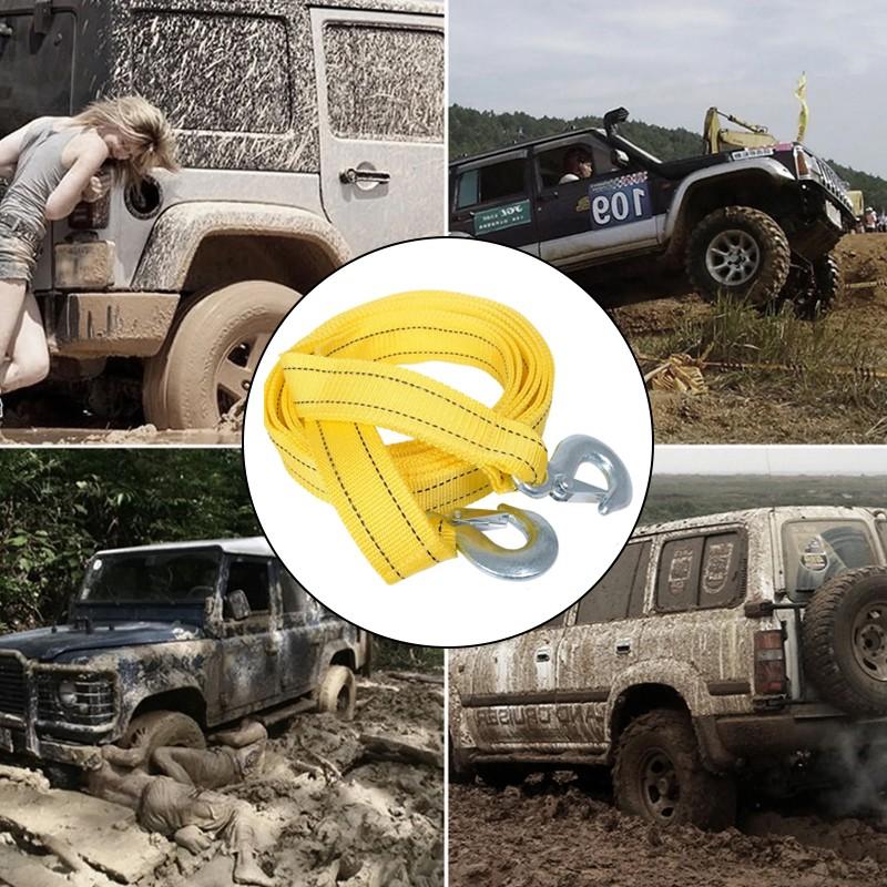 3 TON 4M Tow Towing Pull Rope Strap Heavy Duty Road Recovery Car Van 4x4