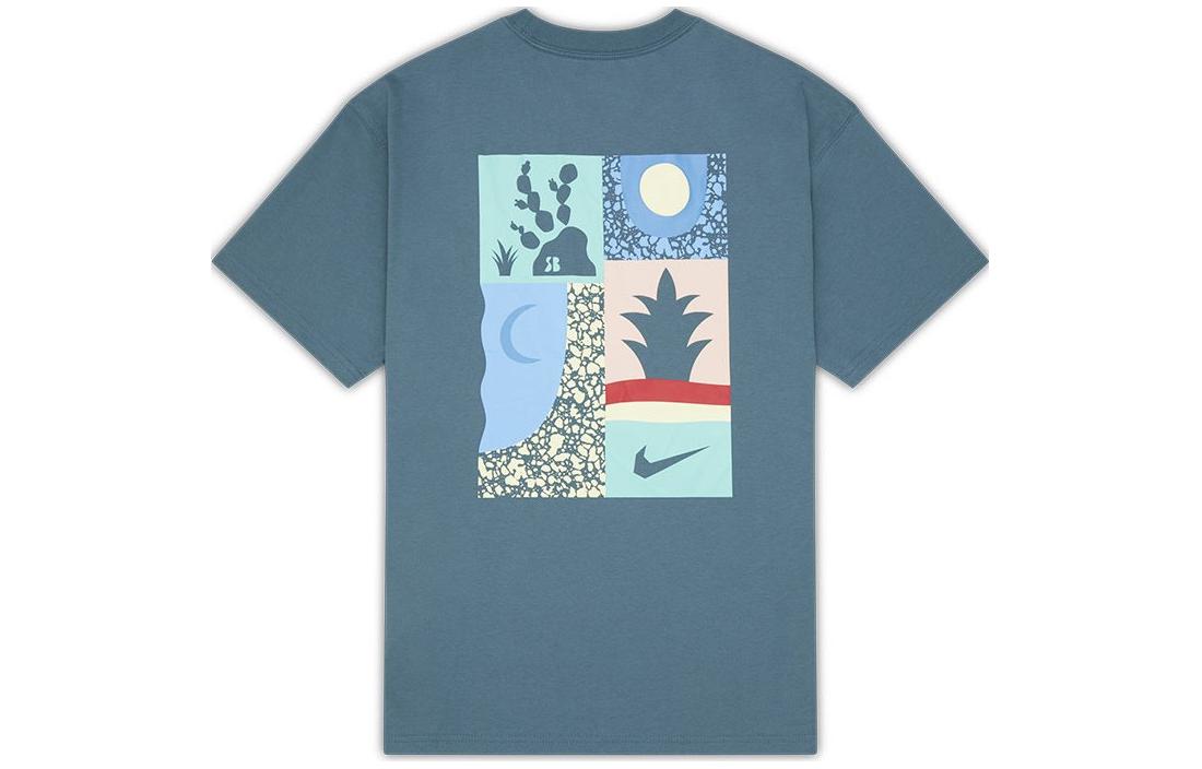 Nike T Shirts Men s Gray Green Crew Neck Moderate Straight Fit DQ1859-058 S
