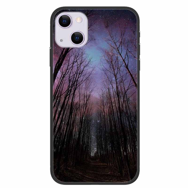 For iPhone 14/14 Plus Case Black Silicone Soft TPU Luxury Flower Animal Back Cover For iPhone 14/14 Plus New Shells for iPhone14