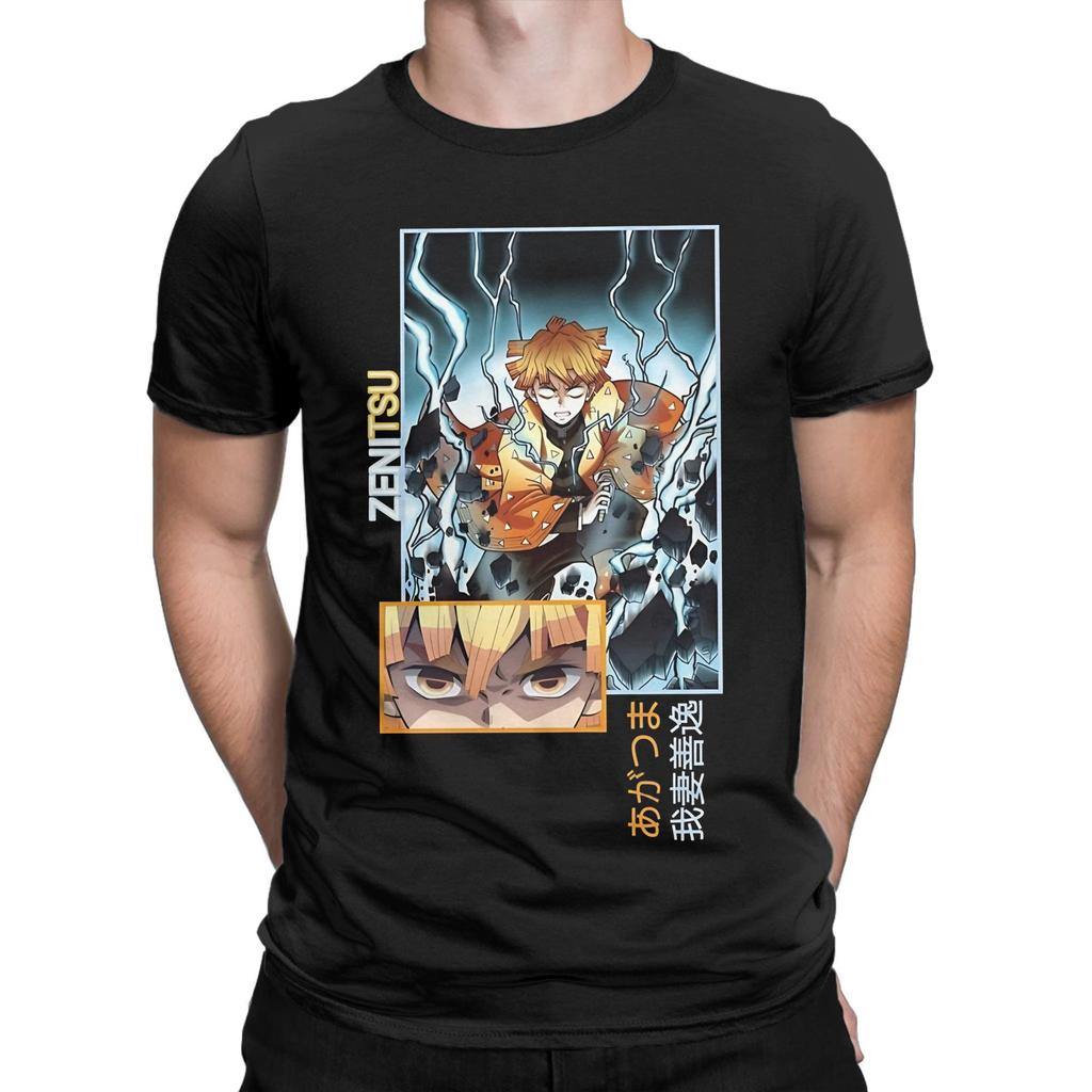 Zenitsu Agatsuma Demon Slayer T-Shirts für Herren Damen 100% Baumwolle Fantastische T-Shirts O-Ausschnitt T-Shirt Kurzarm Tops Geschenkidee