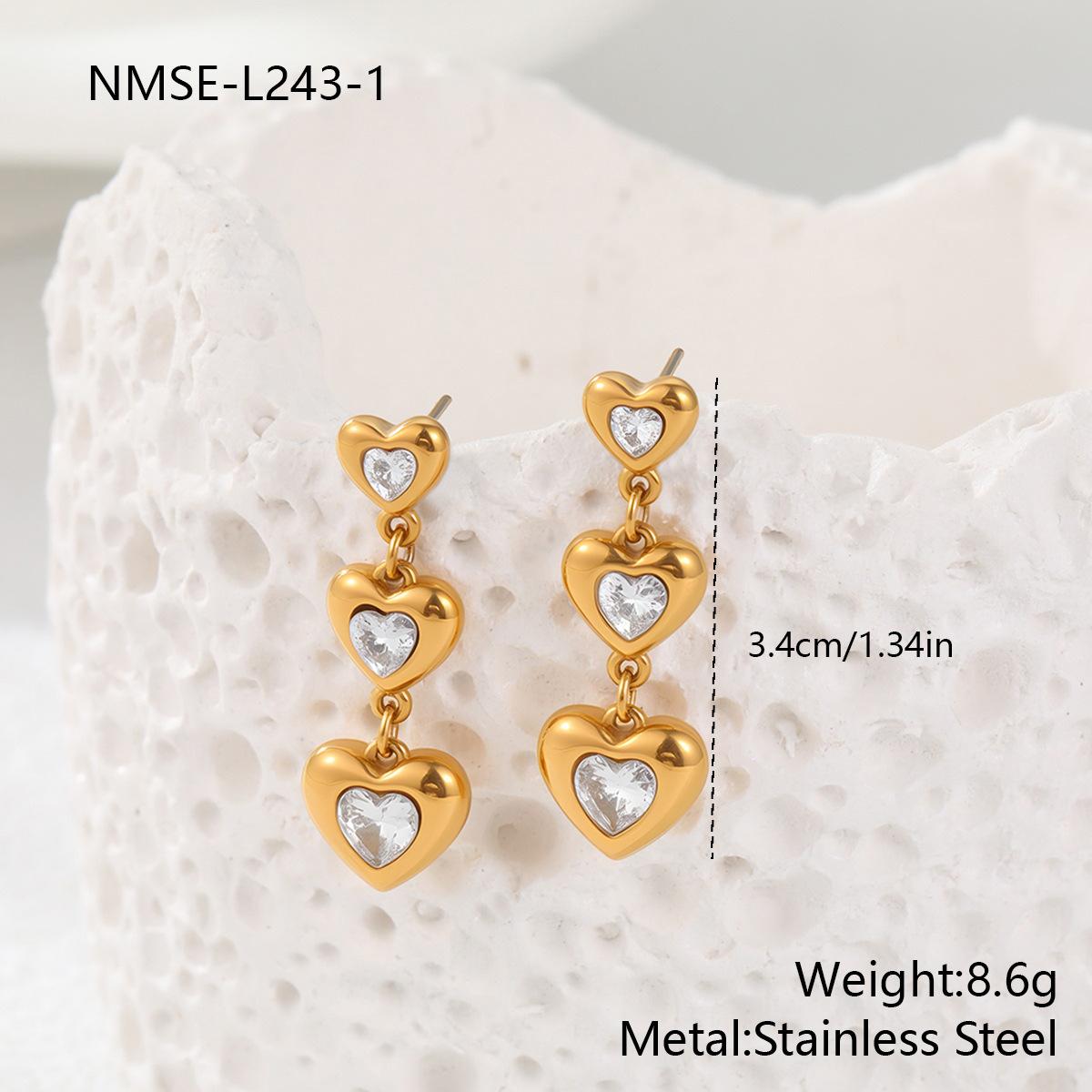 GEMCHIC Women s 18K Vacuum Plated Stainless Steel Heart Zircon Earrings Fashion Versatile Elegant Earrings