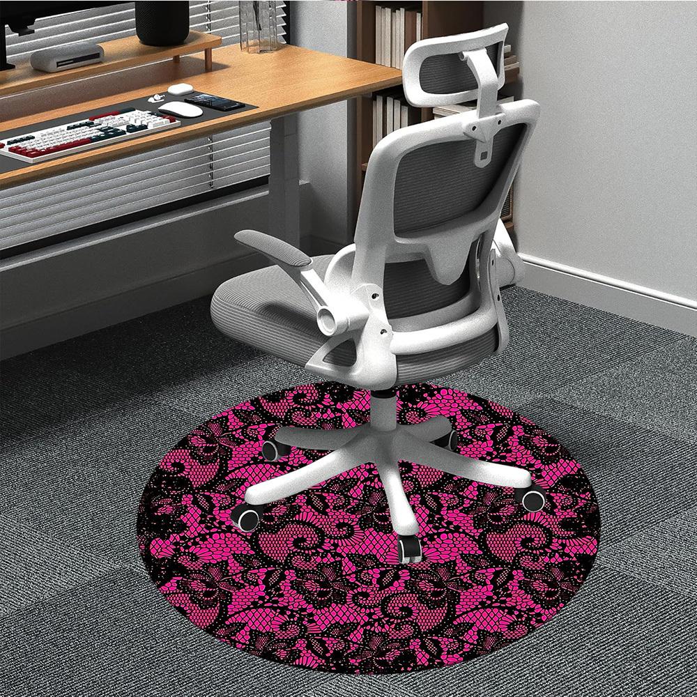 

1pc Pink Lace Pattern Carpet for Office Non-Slip, Round Carpet, Soft & Comfortable, Carpet for Office, Round Floor Mat yy251225168 80cm by 80cm