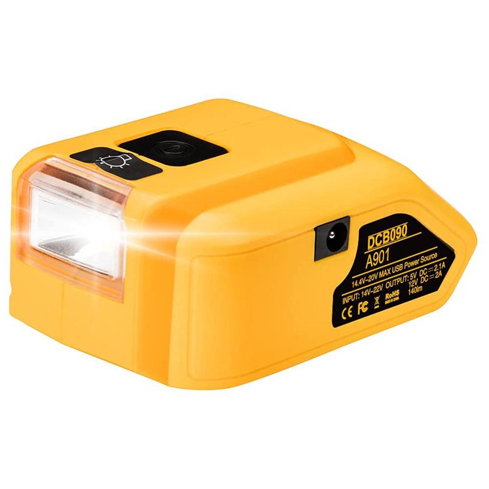 14.4V-20V LED Dual USB Charger Adapter for Dewalt MAX XR Lithium Battery