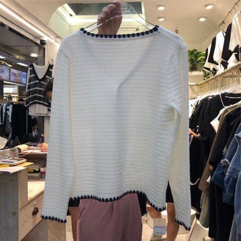 Thin Jacket Women's Small Fragrance Style High Waist Slim Fit Short Style Single Breasted Ice Silk Knitted Cardigan Top