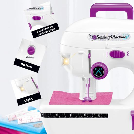 Nähmaschinenspielzeug für Kinder mit vorgefädelter Box, Nähset für Kinder für Spielhaus, simuliertes realistisches Nähgeräusch, Nähmaschinenspielzeug