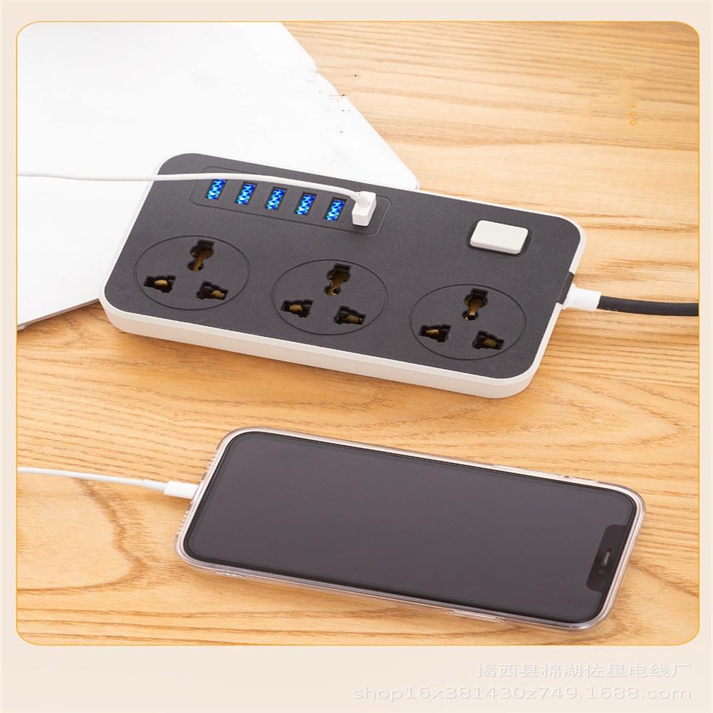 GA042 Power Strip With 6 USB Ports, 3 Sockets Combo 2000W Rated Power EU Plug EN Plug Child Safe Power Strip For Home Bedroom Office