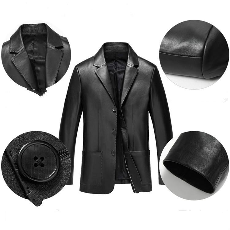Buy Autumn Middleaged Leather Men's Suit Collar PU Leather Jacket at