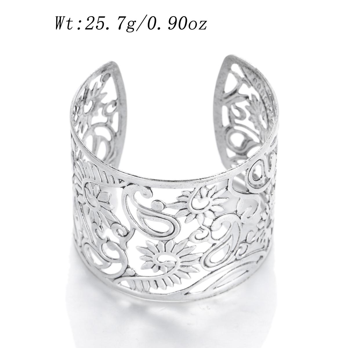 

Этнические браслеты-манжеты Тибетская медь с покрытием Резной цветок Геометрический узор Открывающиеся браслеты-манжеты Женские Индийские Циркон Подарок