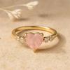 Heart Shape Pink Rose Quartz Stone Gold Plated Ring for Women – Romantic Elegant Jewelry Personalized Rings