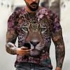 Summer Fashion Men's T-shirt Animal Tiger Leopard Pattern 3D Print Casual Loose Outdoor Boy Short Sleeve Tees Top Pullover Clothing