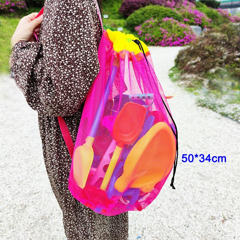 Outdoor Foldable Beach Mesh Bag Portable Children Sand Away Kids Beach Toys Clothes Sundries Storage Mesh Bags