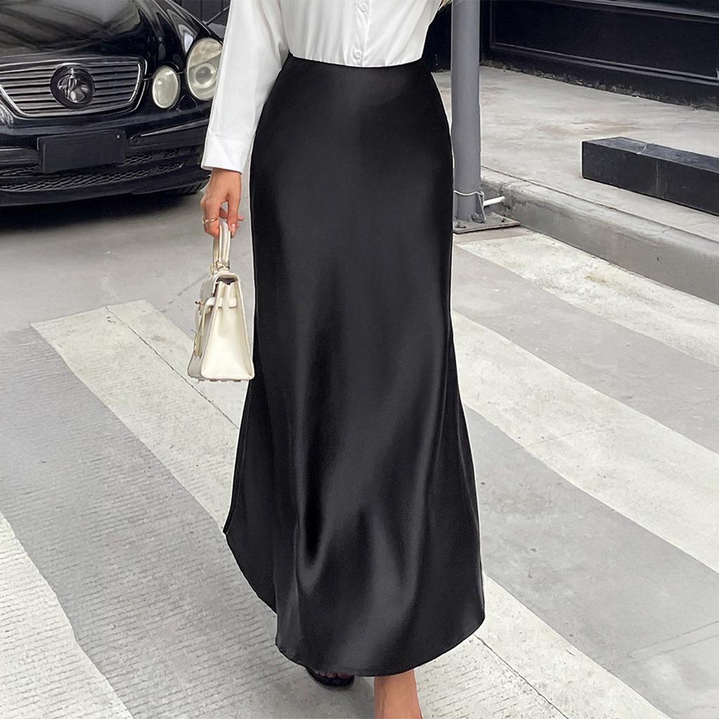 Kaikuo Resort Style High-end Solid Color Long Skirt for Women 2025 Autumn Winter