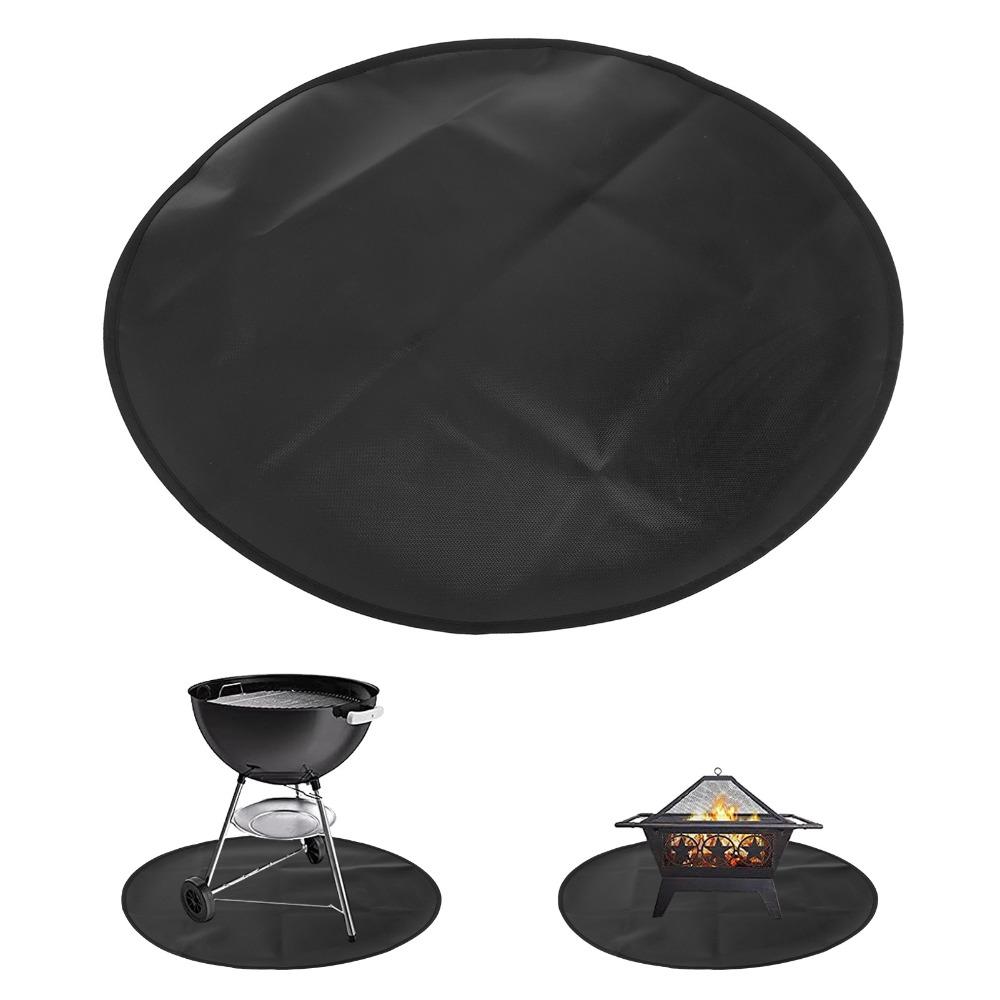 24 Inch Fire Pit Mat Black Outdoor Under Grill Mat Durable Fireproof Grill Pad Outdoor Grill