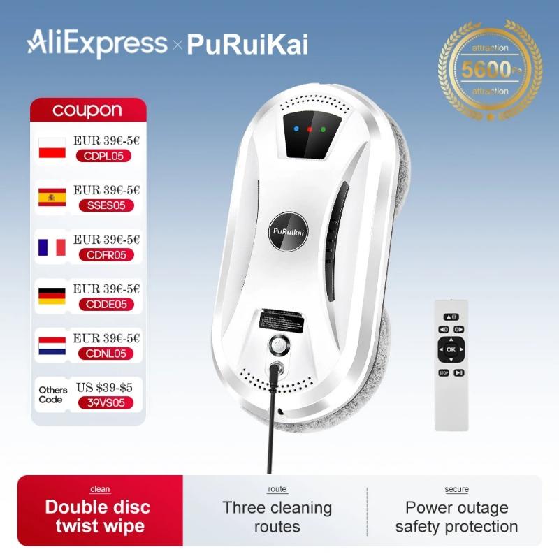 PuRuiKai Ultratenký robotický vysávač robot na čistenie okien okno elektrický čistič skla diaľkové ovládanie pre domácnosť