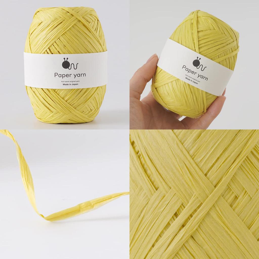 HARA WOOL Paper Yarn, Extra-Thick, 30g (approx. 77m), 100% Paper, Made in Japan, Set of 5 Balls, 5. Yellow