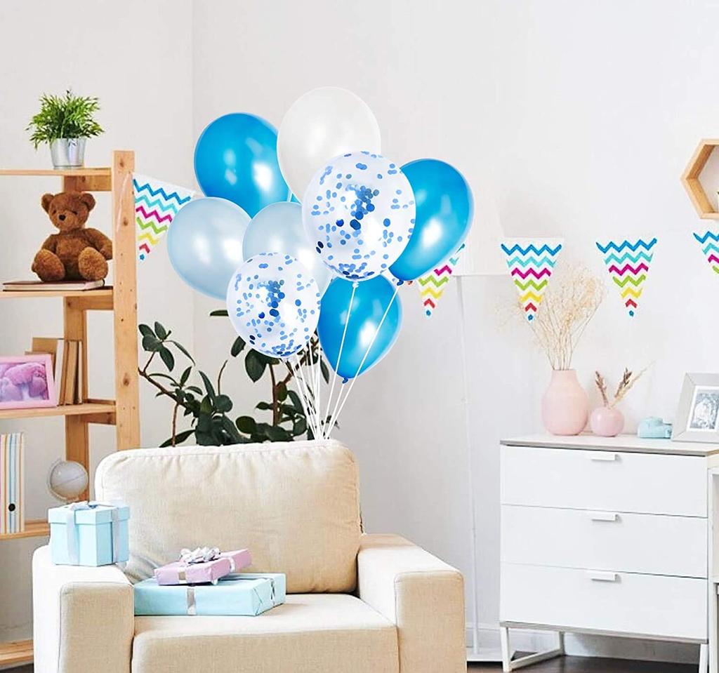 Partyda Blue Confetti Balloons 70 Eco-friendly Natural Rubber Party Decorations Birthdays Celebrations Festivals Events Graduation Grand Opening