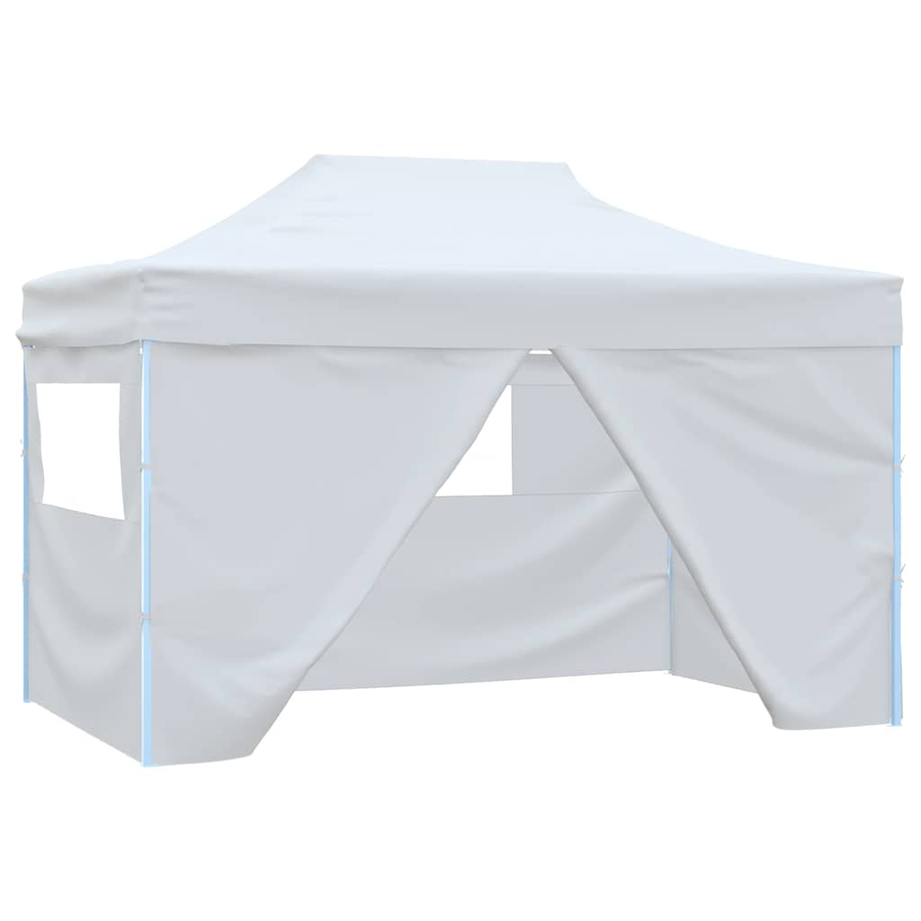 vidaXL Profi-Partyzelt Faltbar mit 4 Seitenwänden 280x410x315 cm Stahl Weiß anti-blitz weiße