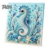 DIY Faux Pearl Painting Kit Ocean Kit, Marine Life 3D Art Coastal Wall Decor Sea Turtle Fish Picture Craft Set for Adults, Home Beach House