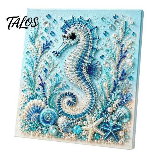 DIY Faux Pearl Painting Kit Ocean Kit, Marine Life 3D Art Coastal Wall Decor Sea Turtle Fish Picture Craft Set for Adults, Home Beach House