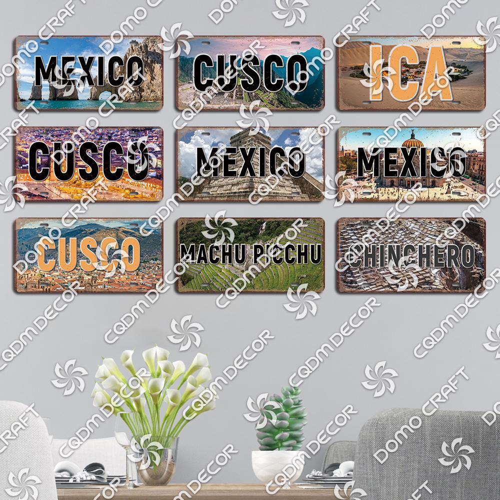 Retro National City Plaques Metal Plate Chile Brazil Mexico Metal Tin Signs Garage Car Club Living Room Home Wall Decor
