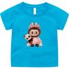 2025 New LABUBU Children's T-shirt Cartoon Style LABUBU Printed Girl Round Neck Short Sleeve Cute and Beautiful Girl's Top