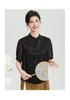 Jacquard Silk Top Women's 100 Mulberry Silk Short Sleeved Spring and Summer Solid Color Breathable Slanted Placket Button Design T-shirt