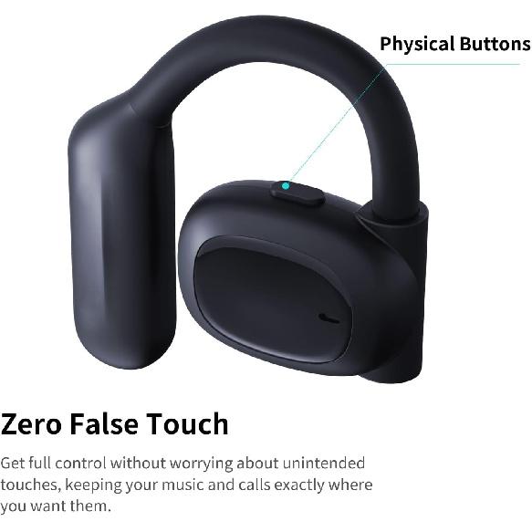 Open Ear Headphones, 70H Playtime Air Conduction Earbuds w/Fast Charging, 16.2mm Hi-Fi Audio Drivers, Physical Buttons, ENC Mic, IPX5 Waterproof,