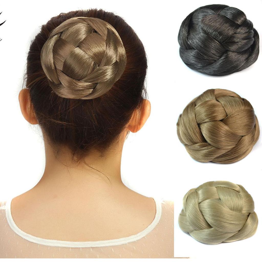 Braided Chignon Hair Bun Dancer Hair Cover Donut Hair Pieces Scrunchies Hair Bun Wig Clips Updo Wedding Party for Women