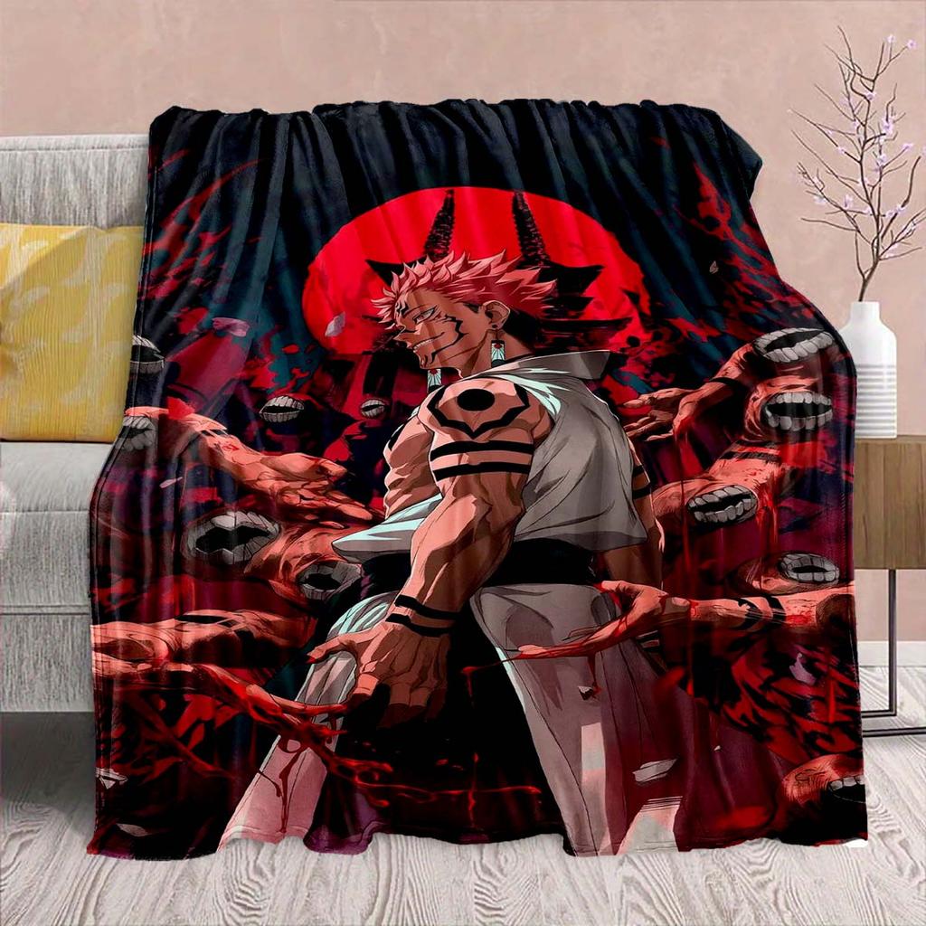 Jujutsu Kaisen Anime Flanelldecke - Weich Warm Perfekt für Sofa, Bettwäsche Camping Reise Büro Heimdekoration -QJY