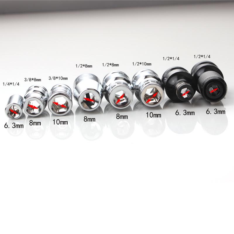 1/4" Socket Square to Hex (6.35mm) Converter, U-Shaped CRV Bullet Sleeve Adapter